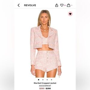 Assignment Revolve set cropped blazer; top; shorts